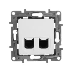 фото ETIKA Двойная розетка RJ 45 категория 5е UTP белый (672255)
