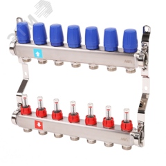 фото Коллекторная группа с расходомерами 1' х 7 выходов 3/4' НР евроконус (MS.507.06)