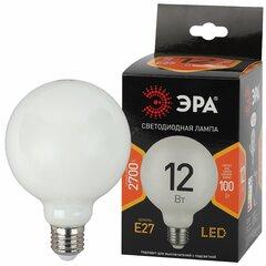 фото Лампа светодиодная F-LED G95-12w-827-E27 OPAL  (филамент, шар опал, 12Вт, тепл, E27) (20/560) ЭРА (Б0047036)