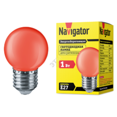 фото Лампа светодиодная LED 1вт Е27 красный шар (71827 NLL-G45)