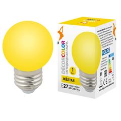 фото Лампа декоративная светодиодная LED-G45-1W/YELLOW/E27/FR/С Форма шар матовая. Цвет желтый Картон ТМ Volpe (UL-00005649)