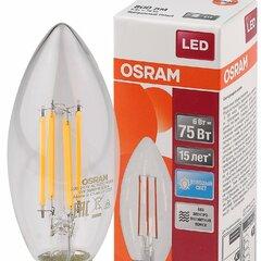 фото Лампа светодиодная LED 6Вт E14 CLB75 белый, Filament прозр.свеча OSRAM (4058075217836)