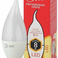 фото Лампа светодиодная ECO LED BXS-8W-827-E14 (диод, свеча на ветру, 8Вт, тепл, E14 (10/100/2800) ЭРА (Б0040883)