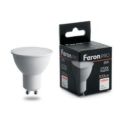 фото Лампа светодиодная LED 8вт 230в GU10 теплый Feron.PRO (LB-1608)