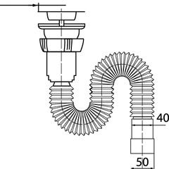 фото Сифон гофрированный для мойки 1'1/2 х 40/50 мм L800 мм (30717983)