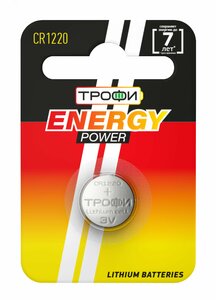 фото Элемент питания Трофи CR1220-1BL ENERGY POWER Lithium (10/240/34560) (Б0003643)