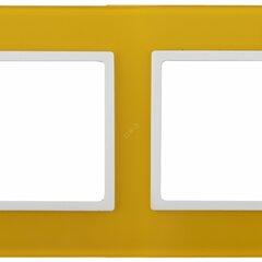 фото Рамка на 4 поста, стекло, Эра Elegance, жёлтый+бел, 14-5104-21 (Б0034530)