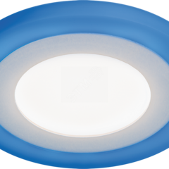 фото Светильник светодиодный ДВО-6Вт 4000K 600Лм со светодиодной синей подсветкой 2Вт (71819 NLP-RC2)