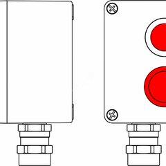 фото Пост управления взрывозащищенный из алюминия. 1Ex d e IIC T6 Gb X/Ex tb IIIB T80C Db X/IP66. Аварийная кнопка красная, 1NC/1NO-1шт. Лампа красная 20V-250V-1шт. С: ввод D5,5-13мм под бронированный кабель, Ni-2шт. (2201.121.19.03P)