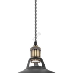 фото Светильник с плафоном провод 1.5м Е27 декор черный/бронза (61535 NIL-WF01)