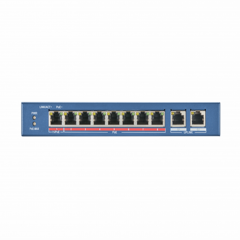 фото Коммутатор неуправляемый PoE 8 портов 10/100 Мб/с, 2хRJ45, грозозащита 6 кВ (DS-3E0310P-E/M)