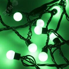 фото Гирлянда светодиодная декоративная ARD-BALL-CLASSIC-D17.5-10000-BLACK-100LED GREEN (230V, 7W) (ARDCL, IP65) (025581)