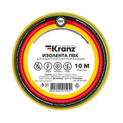 фото Изолента ПВХ KRANZ 0.13х15 мм, 10 м, желто-зеленая 10шт (etmKR-09-2007)