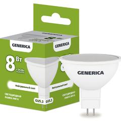 фото Лампа светодиодная MR16 софит 8Вт 230В 4000К GU5.3 GENERICA (LL-MR16-08-230-40-GU5-G)