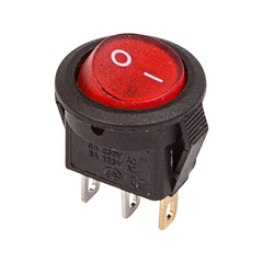 фото Выключатель клавишный круглый 250V 3А (3с) ON-OFF красный  с подсветкой  Micro  REXANT (etm36-2530)