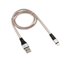 фото Кабель USB-Lightning 2.4 A, 1 м, белая нейлоновая оплетка (etm18-7056)