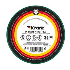 фото Изолента ПВХ KRANZ 0.13х15 мм, 25 м, зеленая 5шт (etmKR-09-2103)