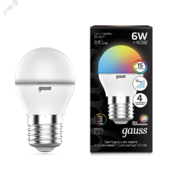 фото Лампа светодиодная LED 6 Вт RGBW+димирование E27 Шар Black Gauss (105102406)