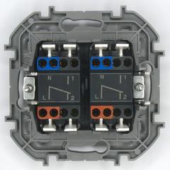 фото Переключатель модульный двухклавишный с подсветкой- INSPIRIA - 10 AX - 250 В~ - алюминий (673667)