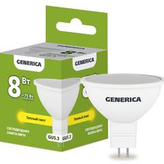 фото Лампа светодиодная MR16 софит 8Вт 230В 3000К GU5.3 GENERICA (LL-MR16-08-230-30-GU5-G)