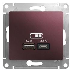 фото GLOSSA USB РОЗЕТКА A+С, 5В/2,4А, 2х5В/1,2 А, механизм, БАКЛАЖАНОВЫЙ (GSL001139)