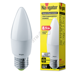фото Лампа светодиодная LED 8.5вт Е27 белый матовая свеча (61328 NLL-C37)