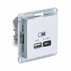 фото ATLASDESIGN USB РОЗЕТКА A + тип-C 45W высокоскор.заряд. QC, PD, механизм, БЕЛЫЙ (ATN000129)