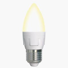 фото LED-C37 7W/3000K/E27/FR/DIM PLP01WH Лампа светодиодная, диммируемая. Форма «свеча», матовая. Серия Яркая. Теплый белый свет (3000K). Картон. ТМ Uniel. (LED-C37 7W/3000K/E27/FR/DIM)