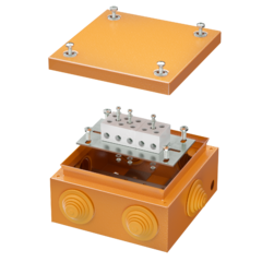 фото Коробка стальная FS с кабельными вводами и клеммниками IP55 150х150х80мм  5р  450V 30A 16мм.кв (FSB31516)