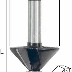 фото Фреза кромочная конусная с нижним подшипником, угол 45 гр, DxL = 25 х 50 мм (36687)