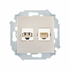 фото Simon15 Розетка компьютерная двойная скрытая 2хRJ45 категория 5е Systimax шампань (1591593-034)