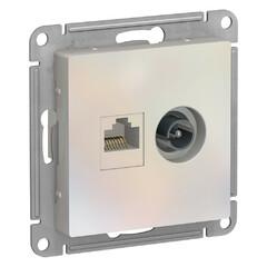 фото Розетка ATLASDESIGN двойная компьютерная+ТВ RJ45+TV категория 5E механизм жемчуг (ATN000489)