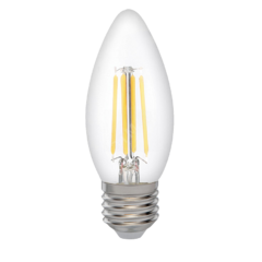 фото Лампа сетодиодная декоративная LED 6w E27 3000K свеча прозрачная филамент 230/50 Jazzway (5020481)