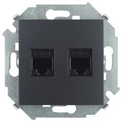 фото Розетка для передачи данных 2xRJ45 Cat.5e UTP (AMP) цвета графит S15 (1591552-038)