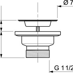 фото Выпуск для мойки чаша D70 мм с нержавеющей решеткой без пробки (30718054)