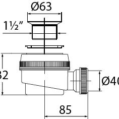 фото Сифон для душевого поддона с пластмассовым выпуском 1'1/2 (30980685)