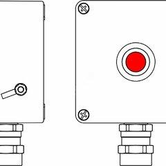 фото Пост управления взрывозащищенный из GRP. 1Ex d e IIC T6 Gb X/Ex tb IIIB T80C Db X/IP66. Кнопка красная,1NC/1NO-1шт. С: ввод D5,5-13мм под бронированный кабель, Ni-1шт. (2231.031.19.051)