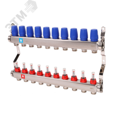 фото Коллекторная группа с расходомерами 1' х 10 выходов 3/4' НР евроконус (MS.510.06)