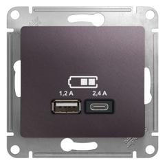 фото GLOSSA USB РОЗЕТКА A+С, 5В/2,4А, 2х5В/1,2 А, механизм, СИРЕНЕВЫЙ ТУМАН (GSL001439)