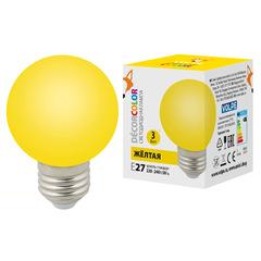 фото Лампа декоративная светодиодная LED-G60-3W/YELLOW/E27/FR/С Форма шар матовая Цвет желтый Картон ТМ Volpe (UL-00006961)