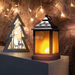 фото Декоративный домашний фонарь 11х11х22,5 см, черный корпус, теплый белый цвет свечения с эффектом пламени свечи NEON-NIGHT (513-066)