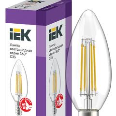 фото Лампа светодиодная LED 5вт Е14 теплый свеча FILAMENT (LLF-C35-5-230-30-E14-CL)