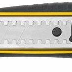 фото Нож технический 18 мм усиленный прорезиненный, 2-х сторонняя автофиксация (10247)