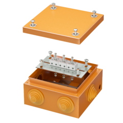 фото Коробка стальная FS с кабельными вводами и клеммниками IP55 150х150х80мм 6р  450V 6A  4мм.кв. (FSB31604)