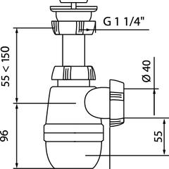 фото Сифон МИНОР для раковины с выпуском 1'1/4 х 40 мм (30718048)