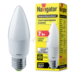 фото Лампа светодиодная LED 7вт E27 белый матовая свеча (94494 NLL-C37)