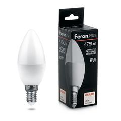 фото Лампа светодиодная LED 6вт Е14 белый матовая свеча Feron.PRO (LB-1306)