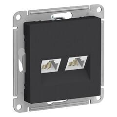 фото Розетка ATLASDESIGN двойная компьютерная RJ45+RJ45 категория 5E механизм карбон (ATN001085)