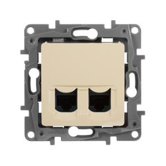 фото ETIKA Двойная розетка RJ 45 категория 5е UTP слоновая кость (672355)