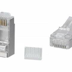 фото Коннектор RJ-45 под витую пару, категория 6, экр  анированный, универсальный (для одножильного и многожильного кабеля), для проводников с толщиной по изоляции до 1,05 мм, со вставкой (8P8C-SH-C6-TWP)